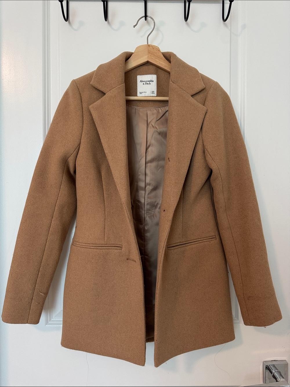 Abercrombie & Fitch A&F Camel Wool Blend Pea Tailored Dress Coat Women XXS